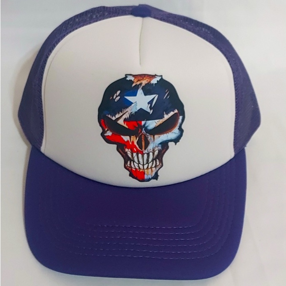 American Wonder Skull Baseball Meshback Trucker Hats Adjustable Purple